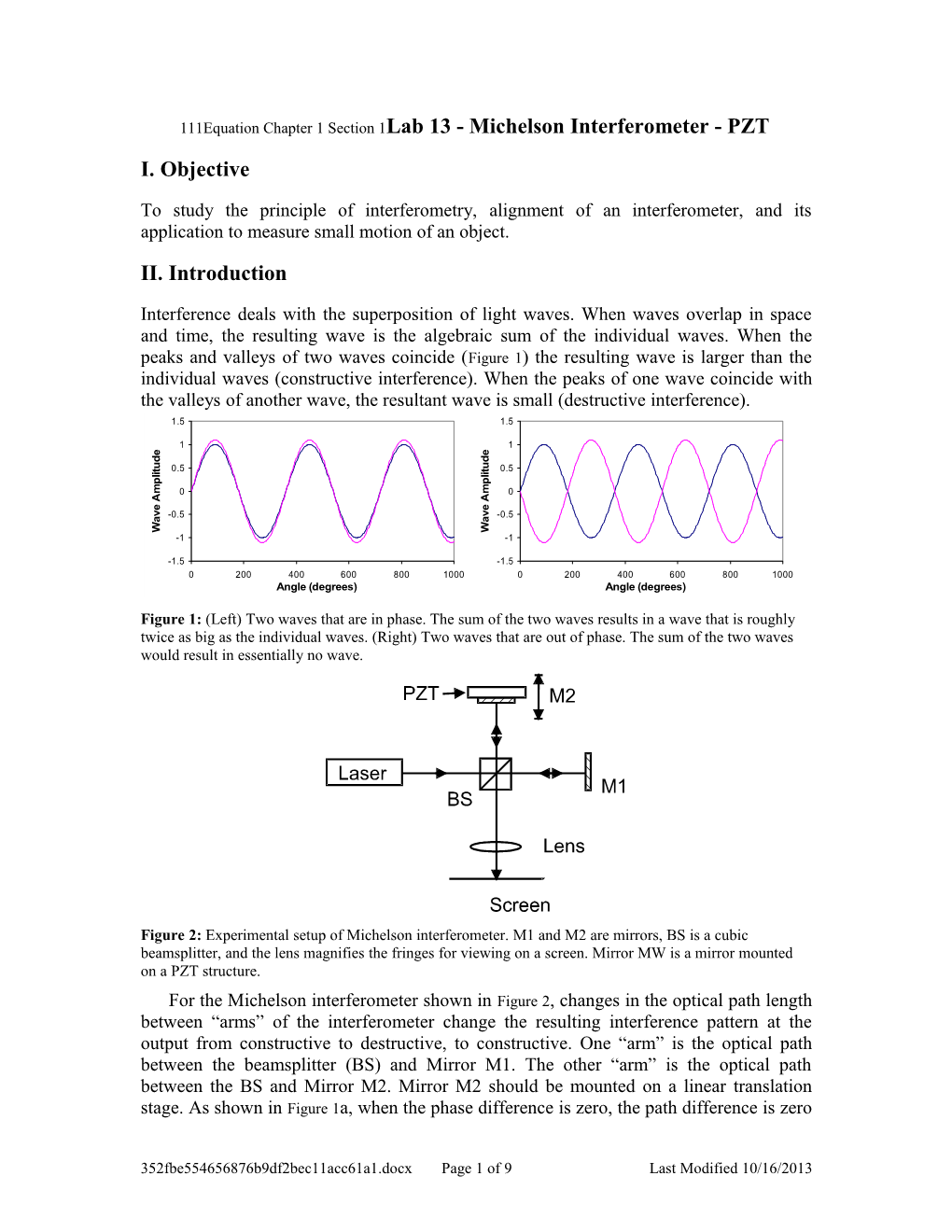 Lab 13 - Michelson Interferometer - PZT