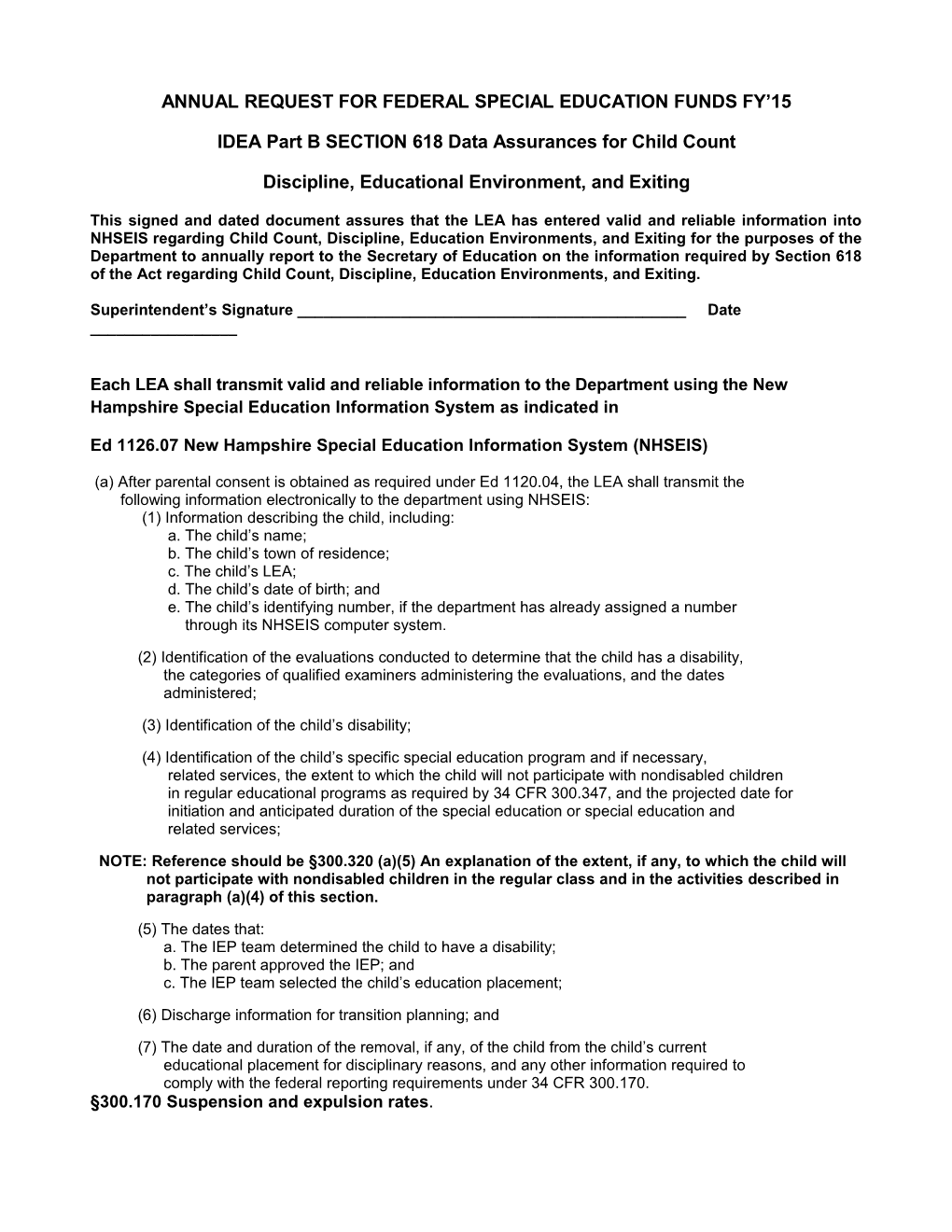 Annual Request for Federal Special Education Funds Fy 15