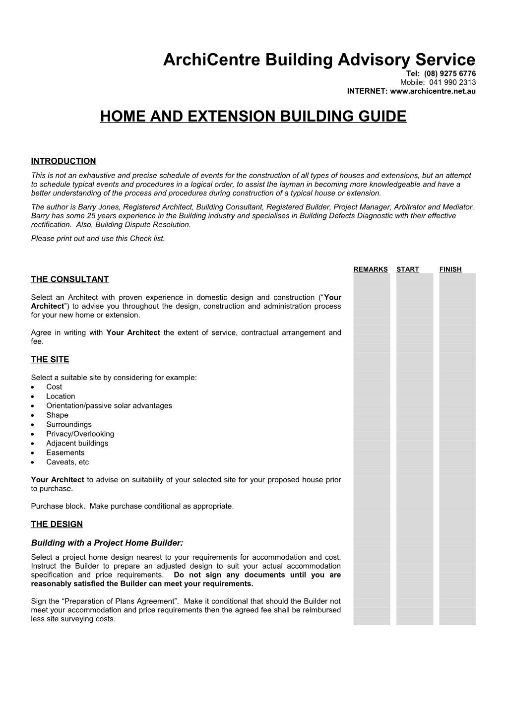 Back Home Forward Buying Building Extending Checklist Guide