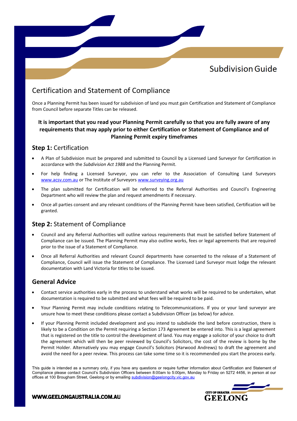 Certification and Statement of Compliance