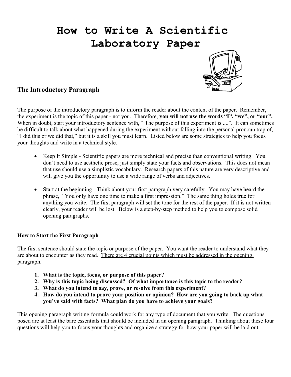 How to Write a Scientific Laboratory Paper