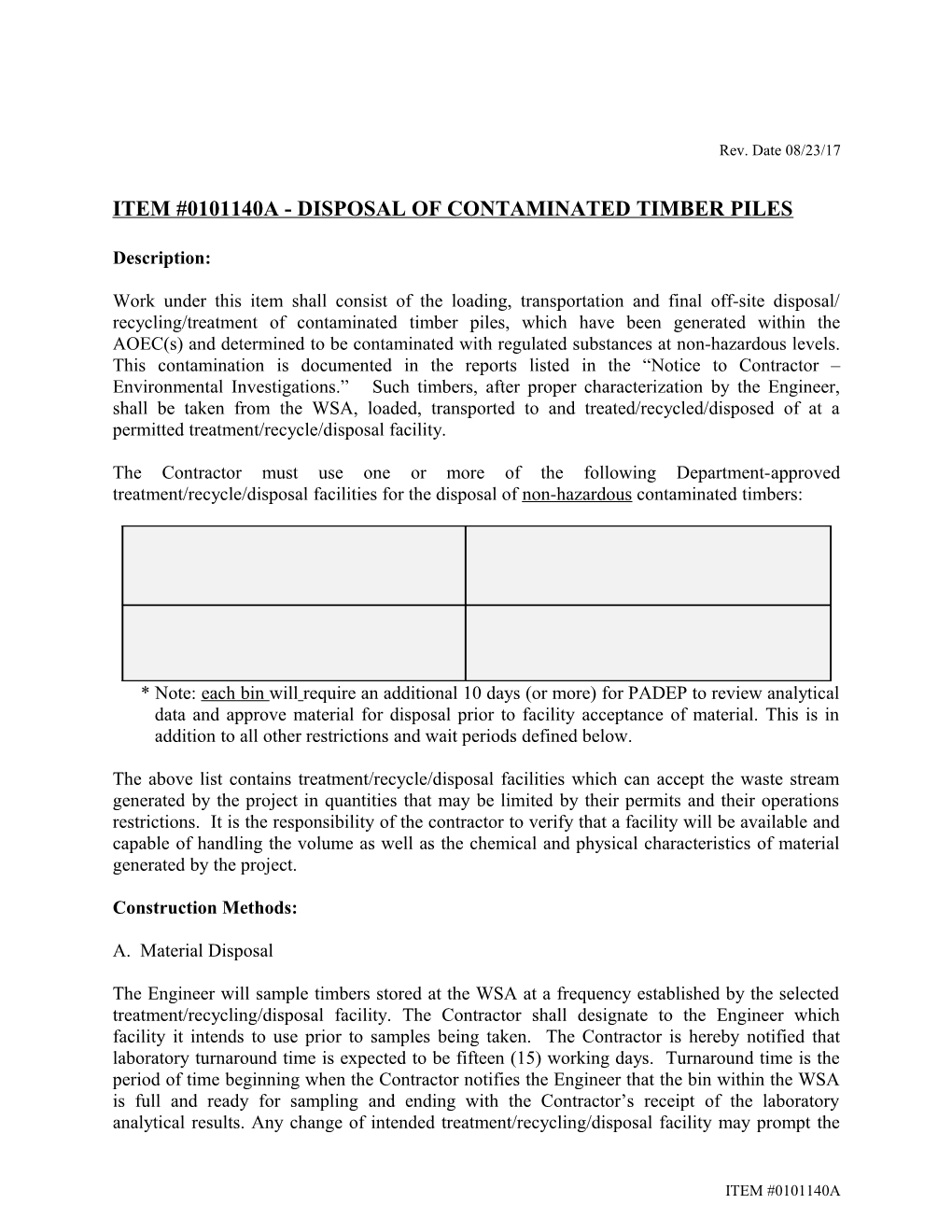 Disposal of Contaminated Timber Piles