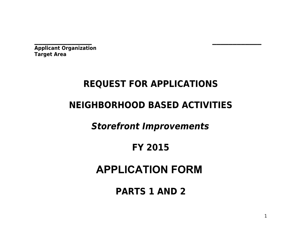 Applicant Organization Target Area