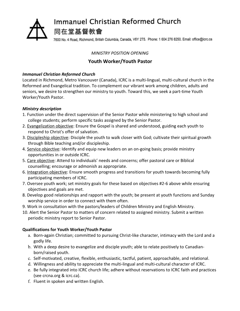 Minds Draft140612 for MSC Consideration: Ministry Descriptions 140611 Suggestion: Each