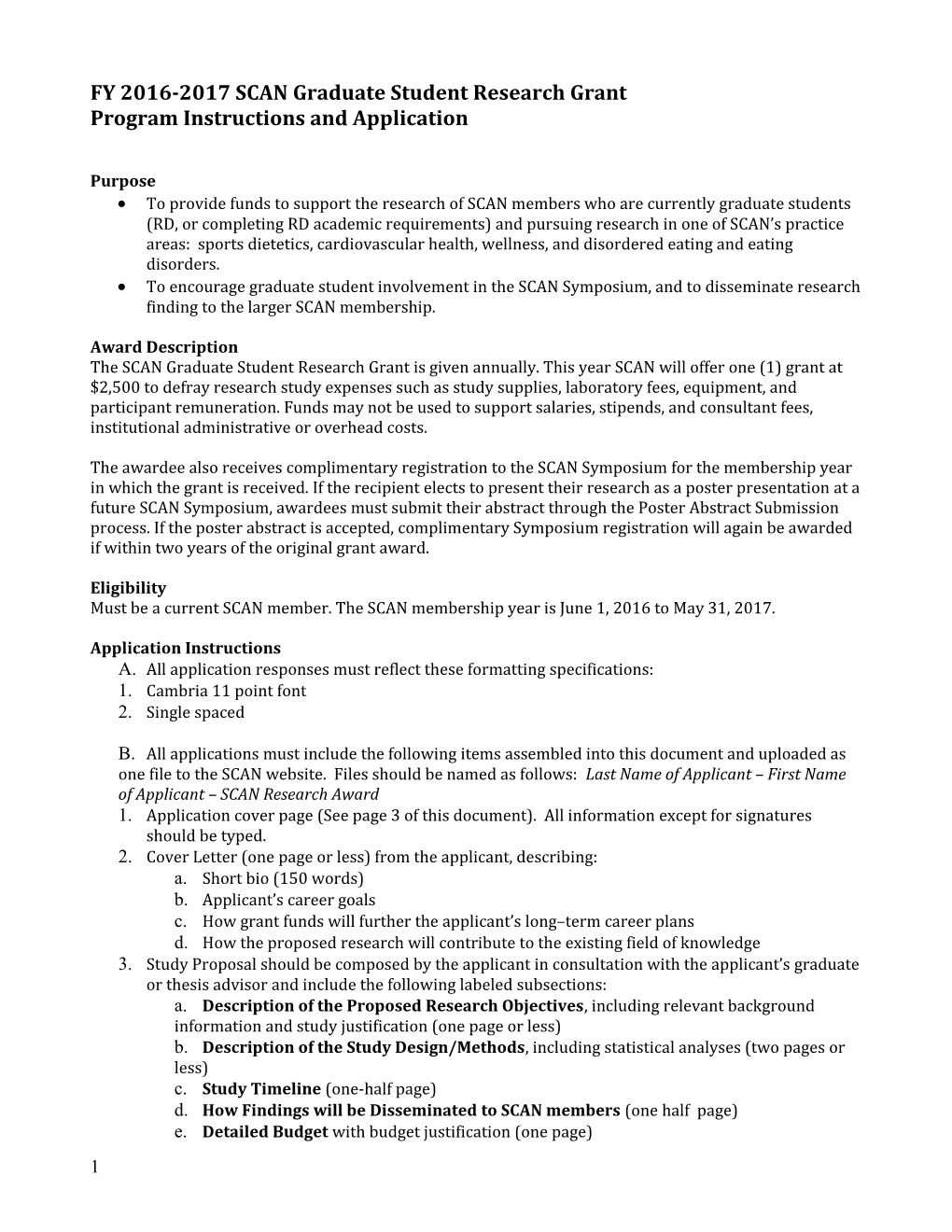 FY 2016-2017SCAN Graduate Student Research Grant Programinstructions and Application