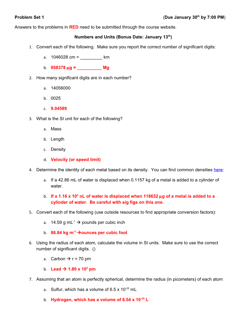 Answers to the Problems in Redneed to Be Submitted Through the Course Website
