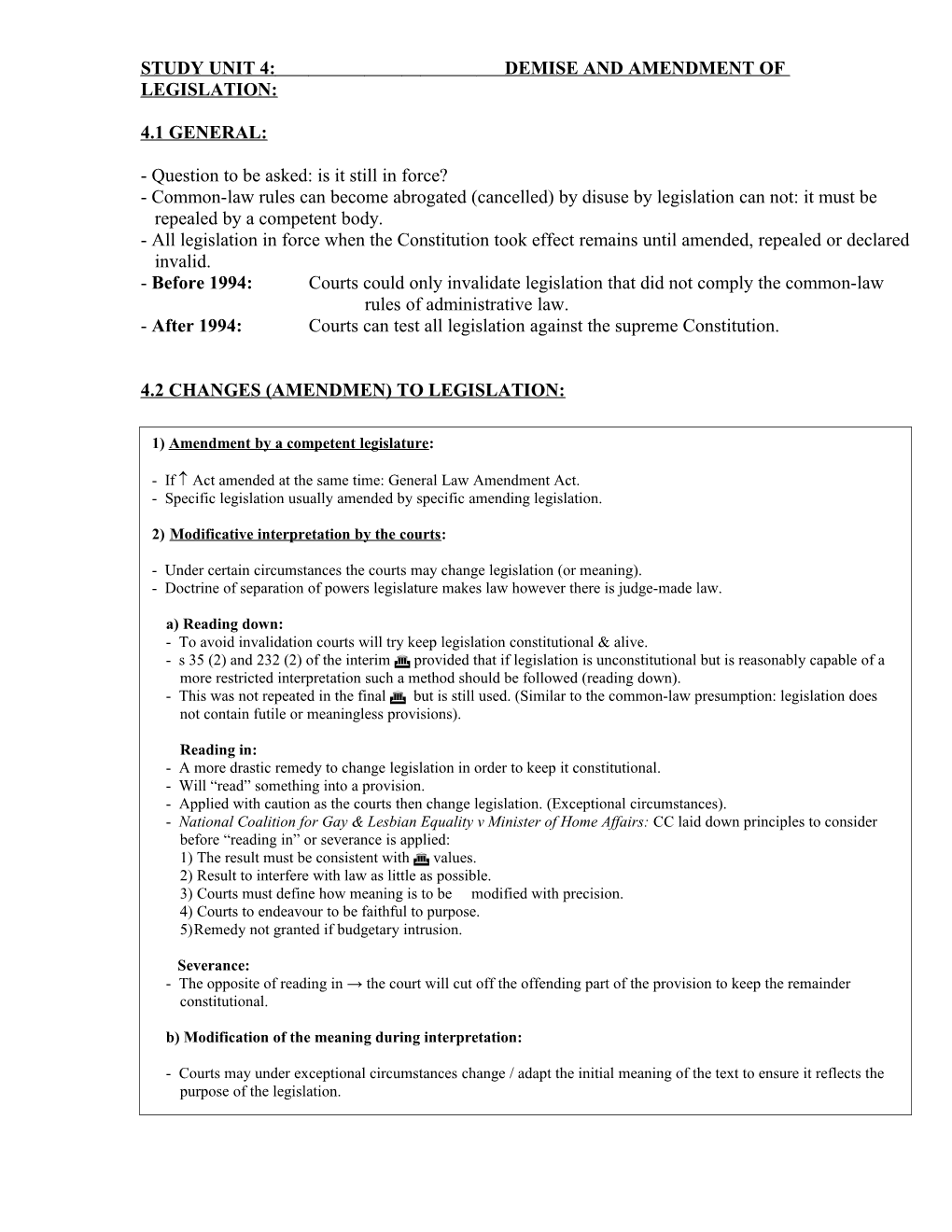 Study Unit 4: Demise and Amendment of Legislation