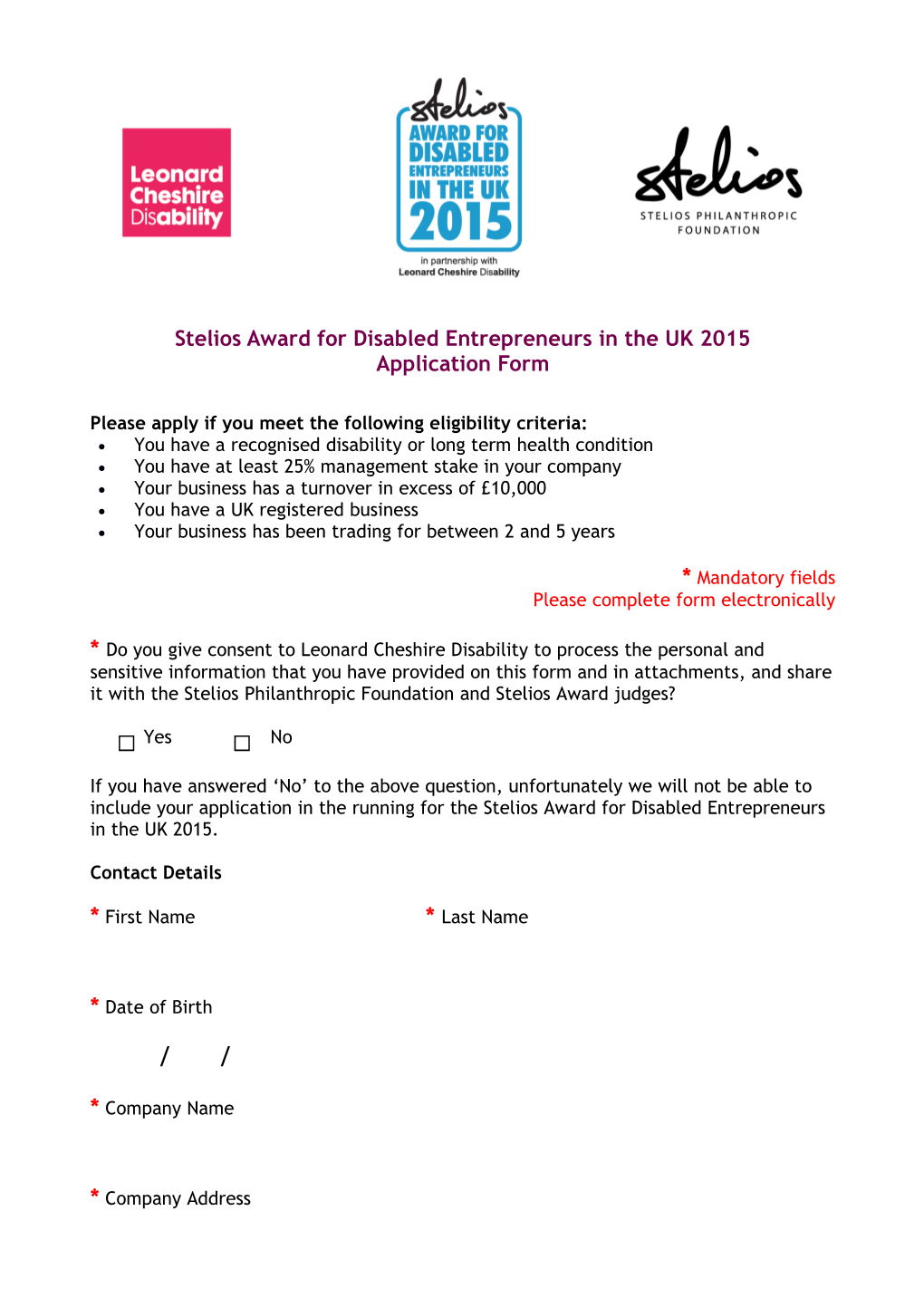 Stelios Award for Disabled Entrepreneurs in the UK 2015