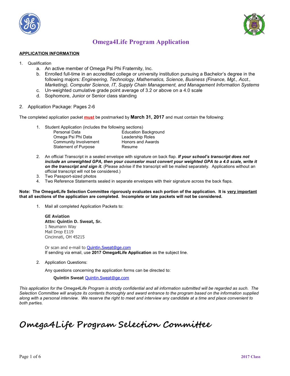 Omega4life Program Application