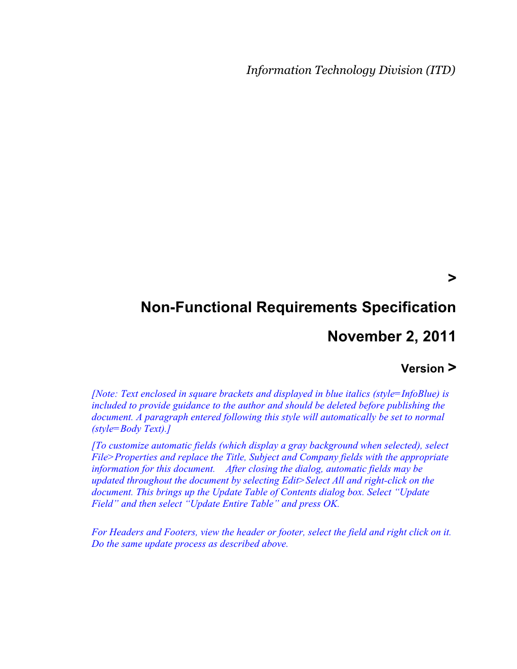 Non-Functional Requirements Specification