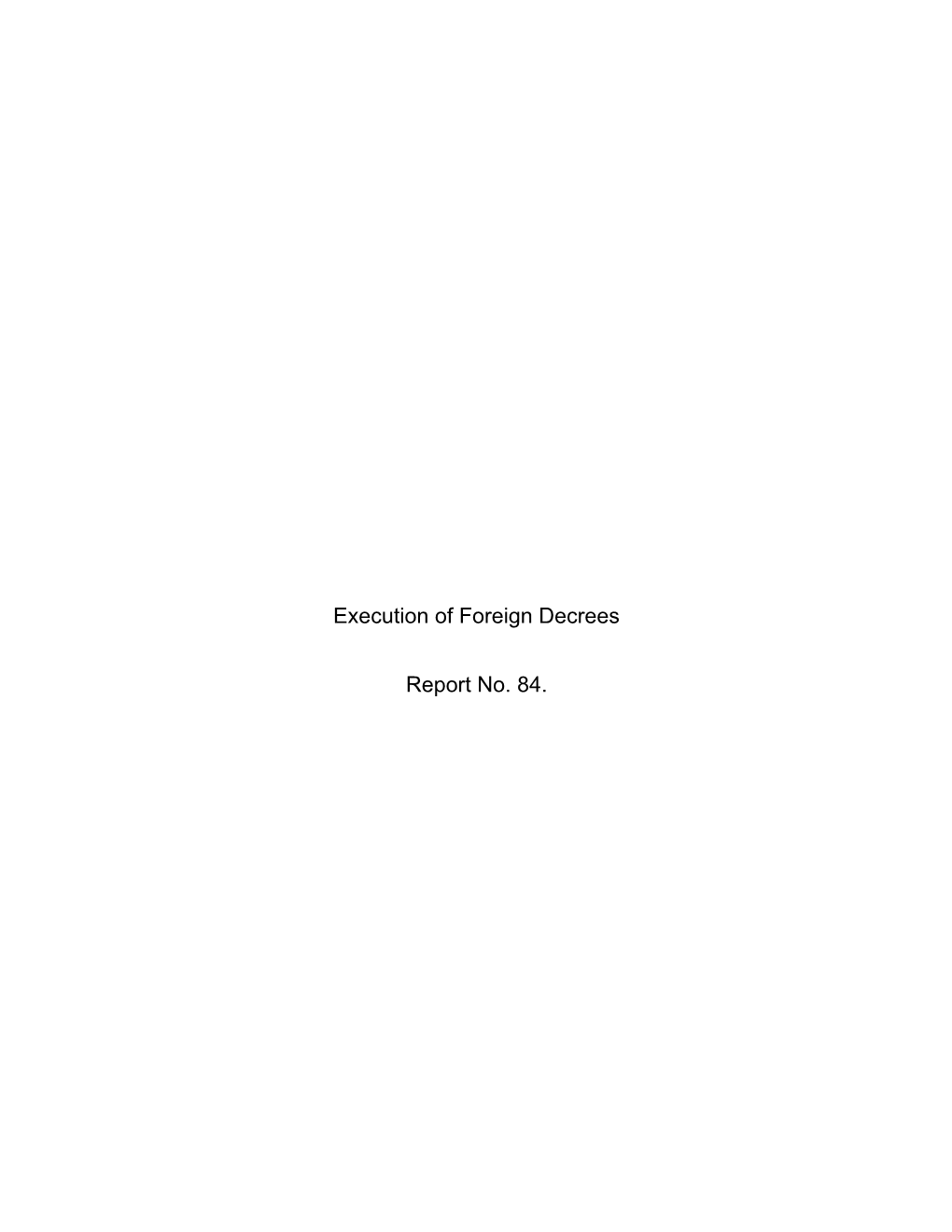 Execution of Foreign Decrees