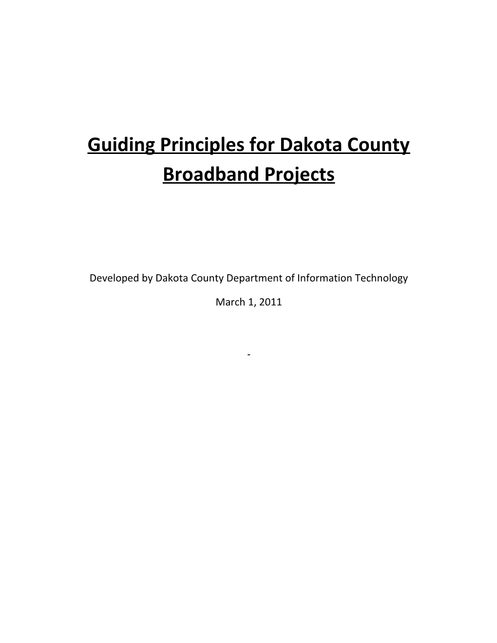 Guiding Principles for Dakota County Broadband Projects