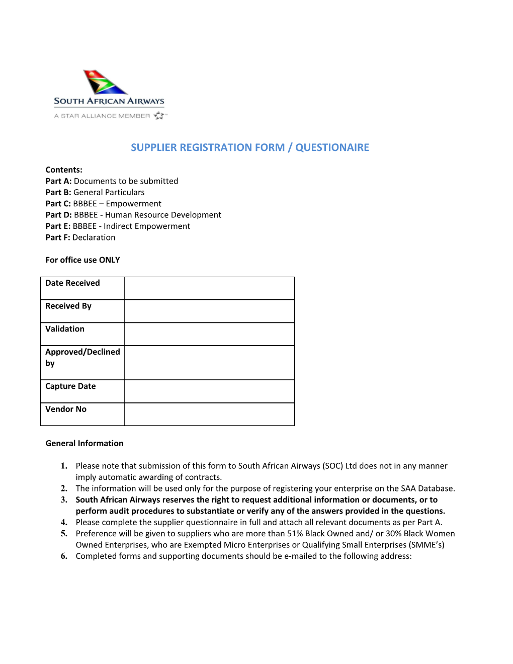 Particulars of Applicant