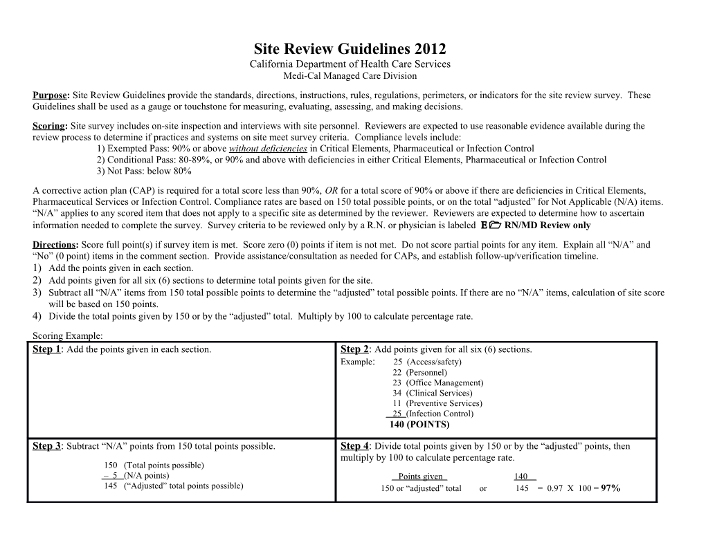 Site Review Guidelines 2012