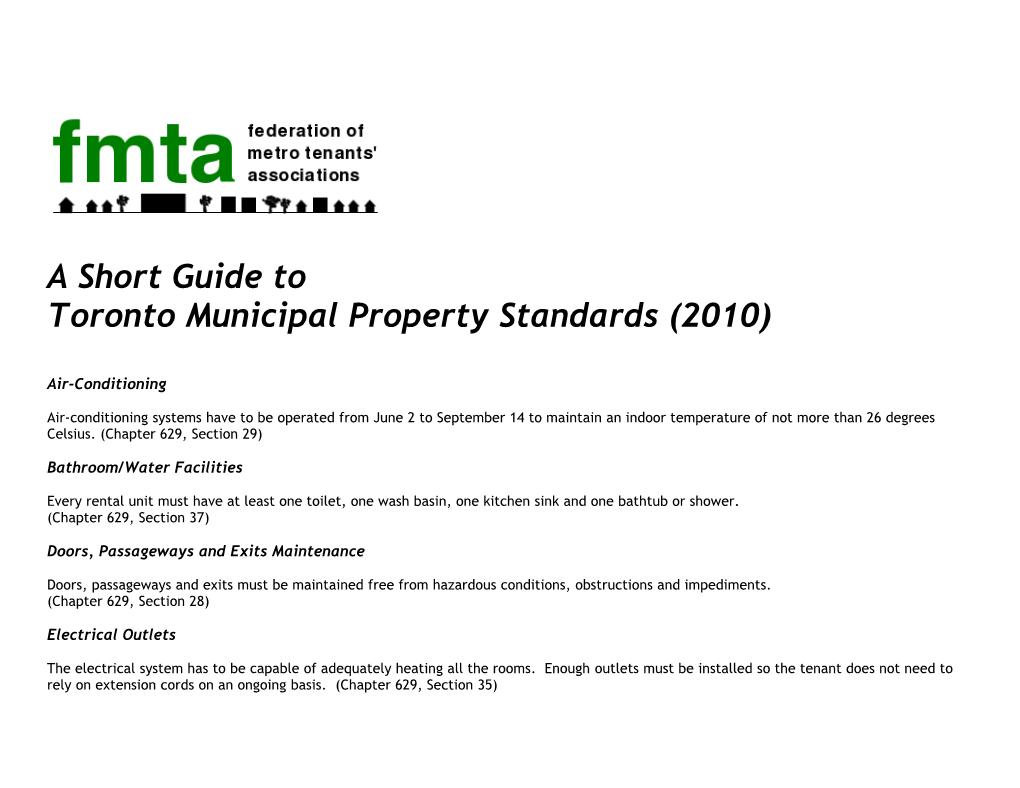 Toronto Municipal Property Standards (2010)