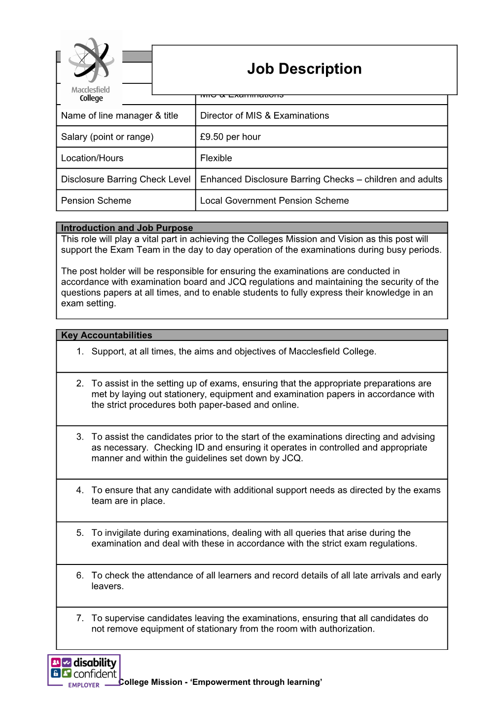 Support, at All Times, the Aims and Objectives of Macclesfield College