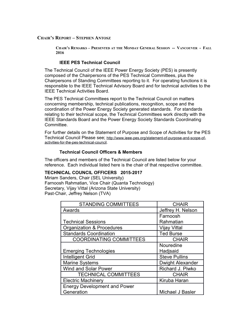 5.0Chair S Report Stephen Antosz