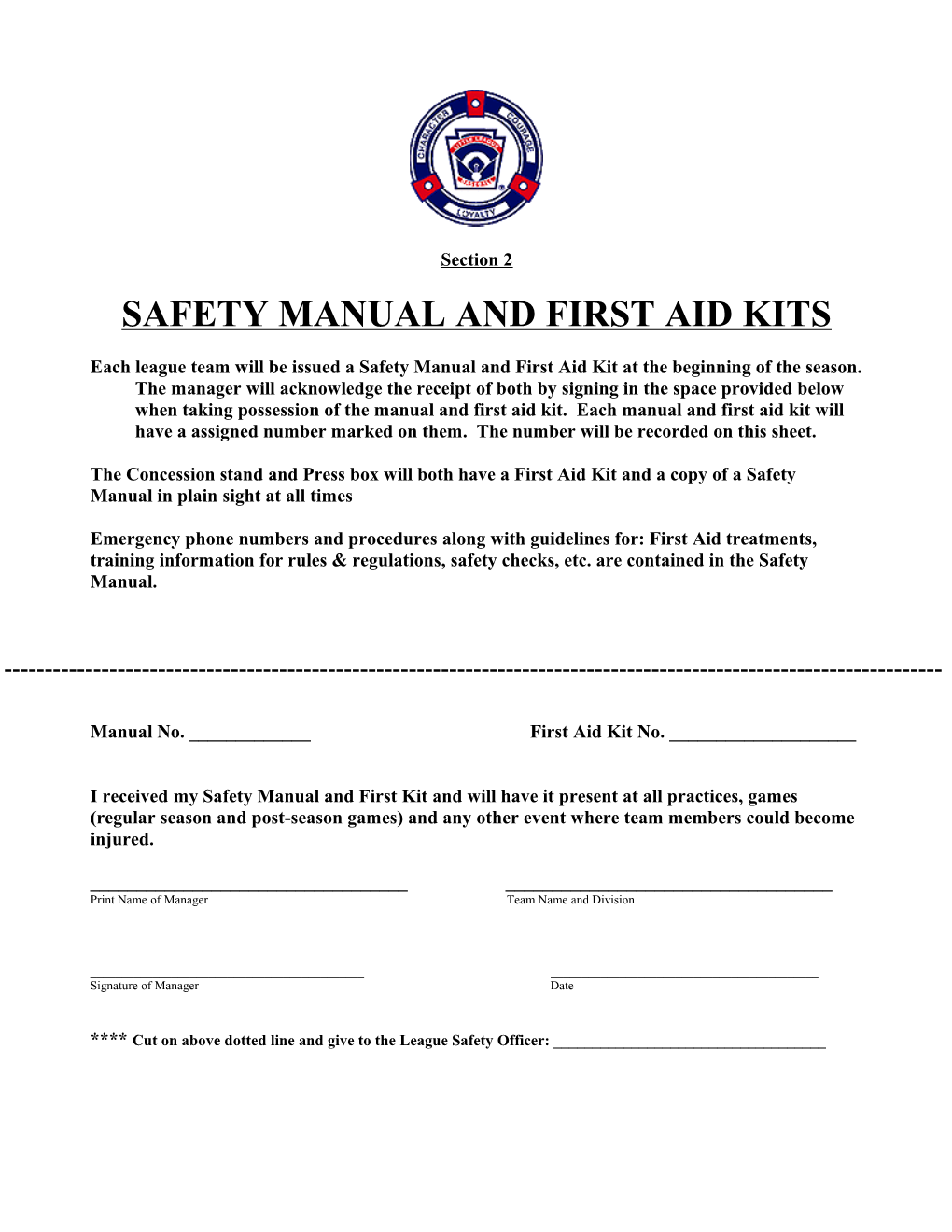 Safety Manual and First Aid Kits