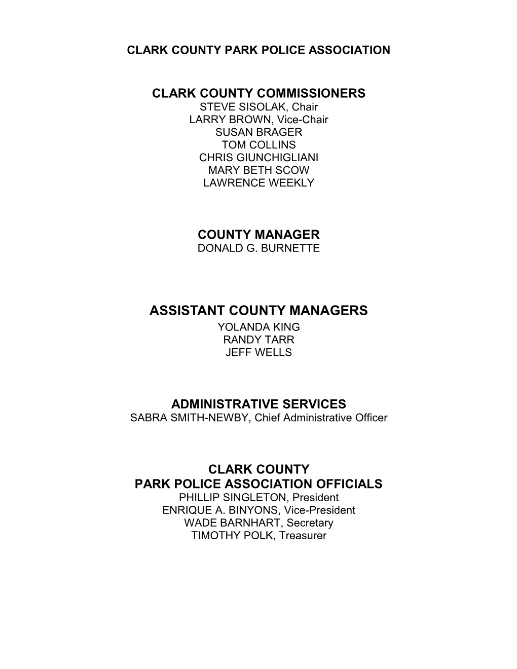 Clark County Park Police Association