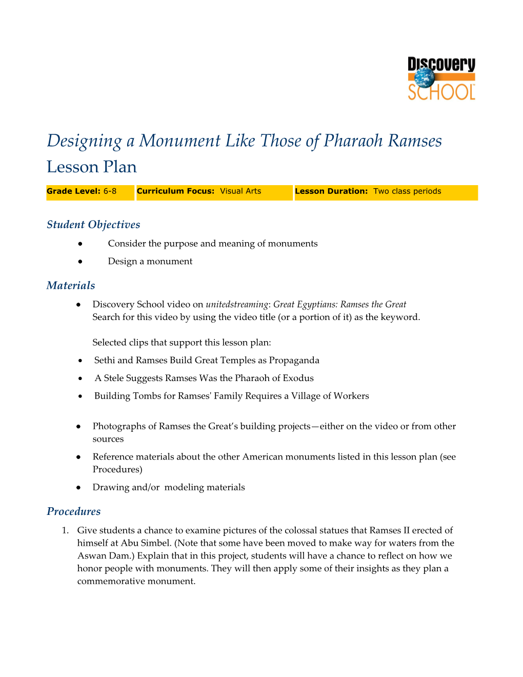 Designing a Monument Like Those of Pharaoh Ramses