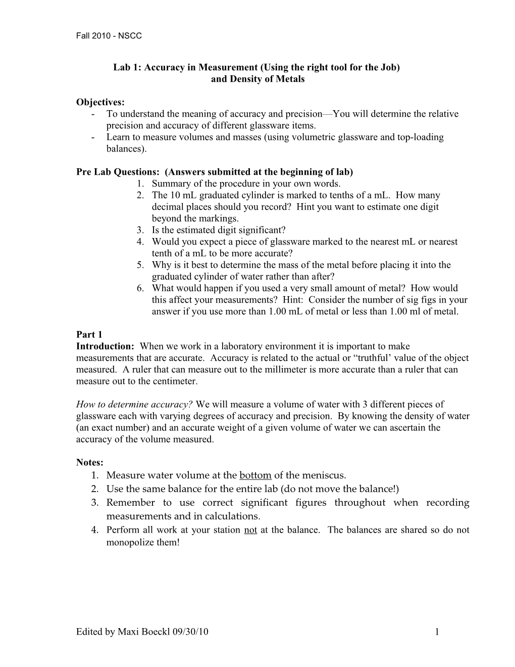 Lab 1: Accuracy in Measurement (Using the Right Tool for the Job)