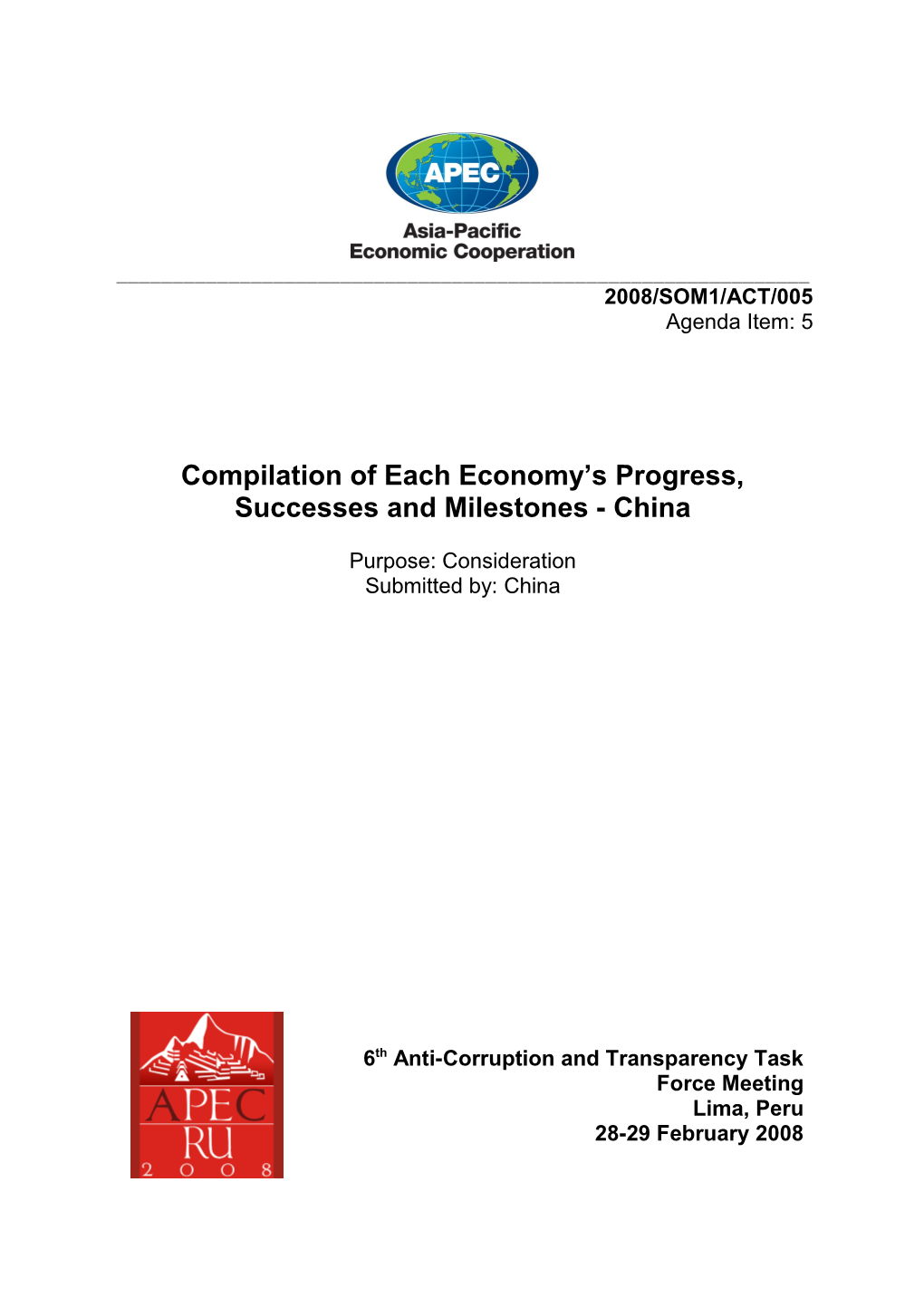 Compilation of Each Economy S Progress, Successes and Milestones - China