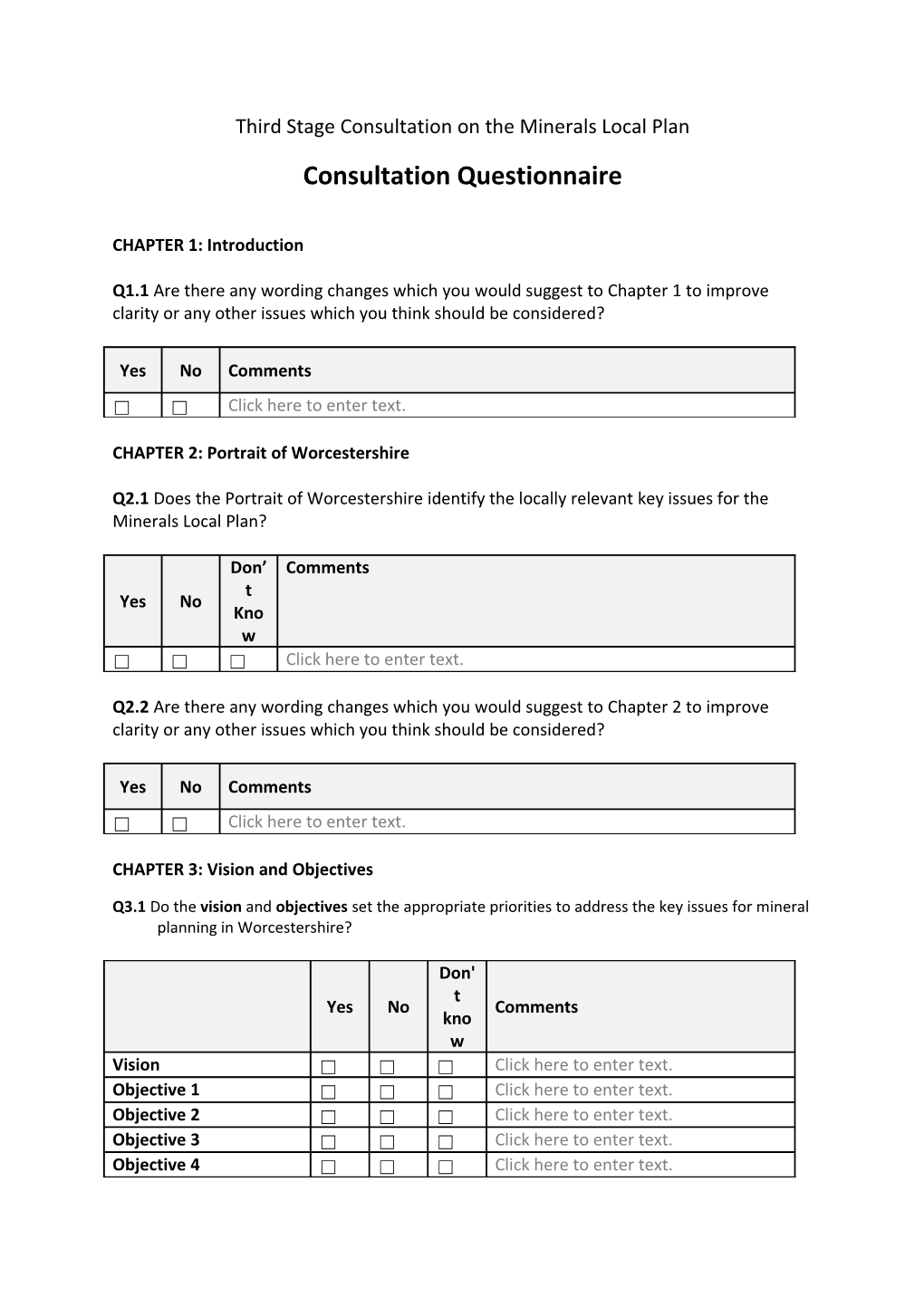 Third Stage Consultation on the Minerals Local Plan