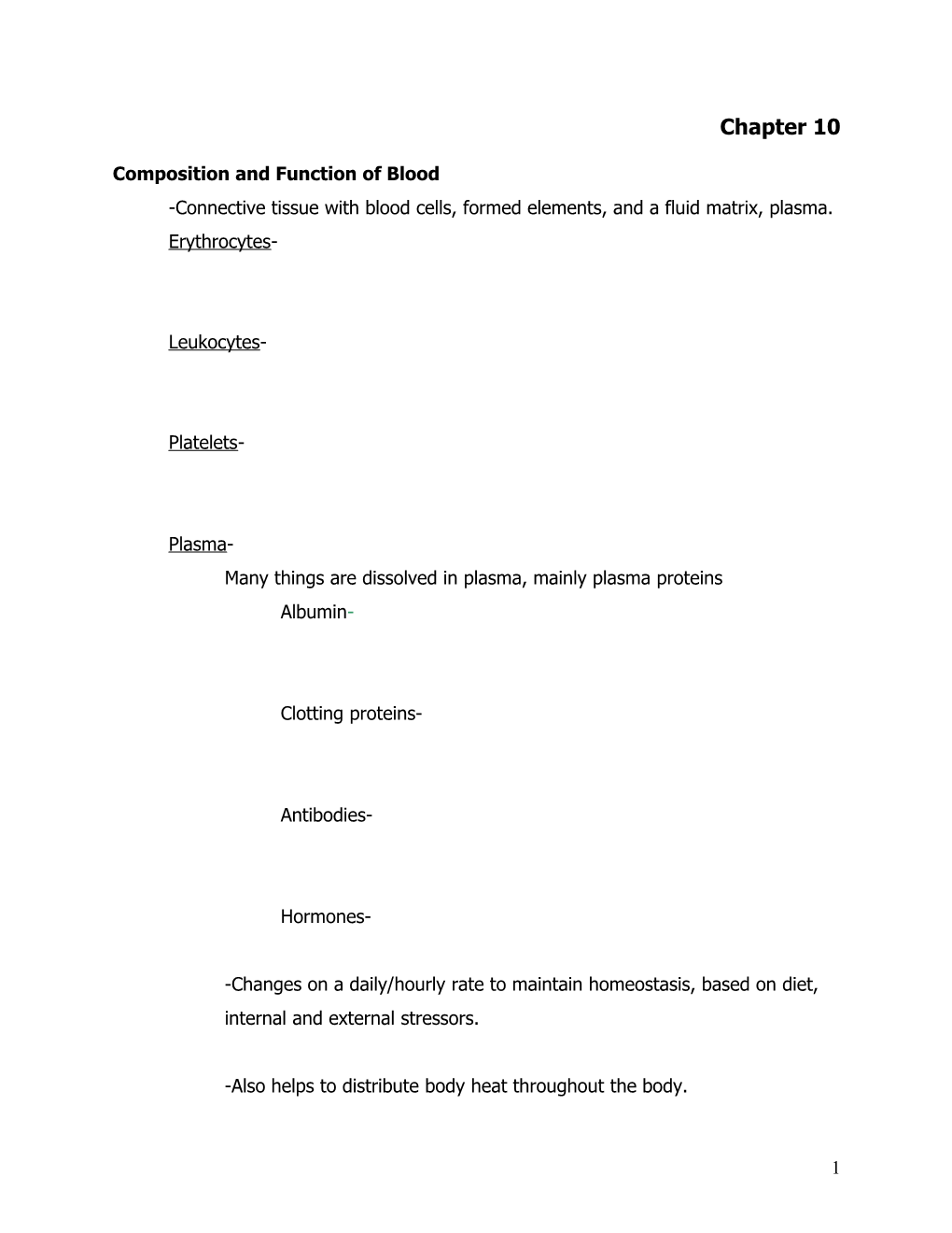 Composition and Function of Blood