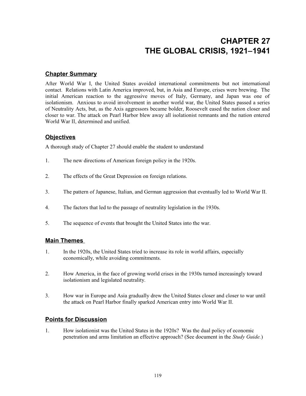 The Global Crisis, 1921 1941