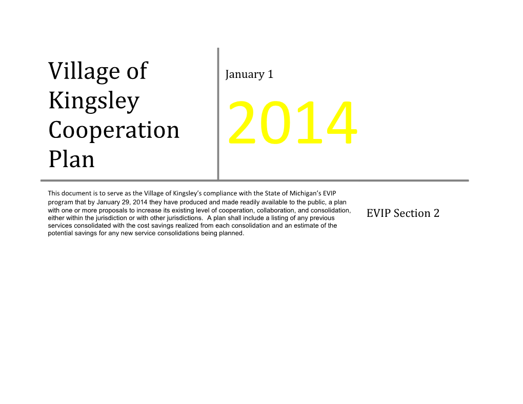 Village of Kingsley Cooperation Plan