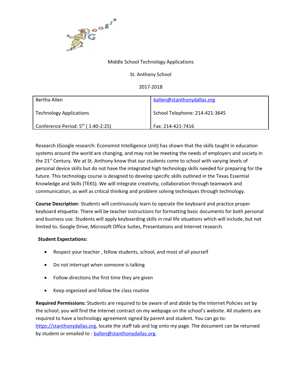 Middle School Technology Applications