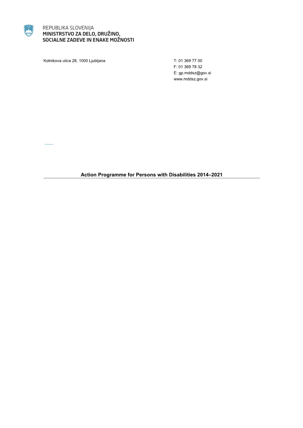 Action Programme for Persons with Disabilities 2014 2021