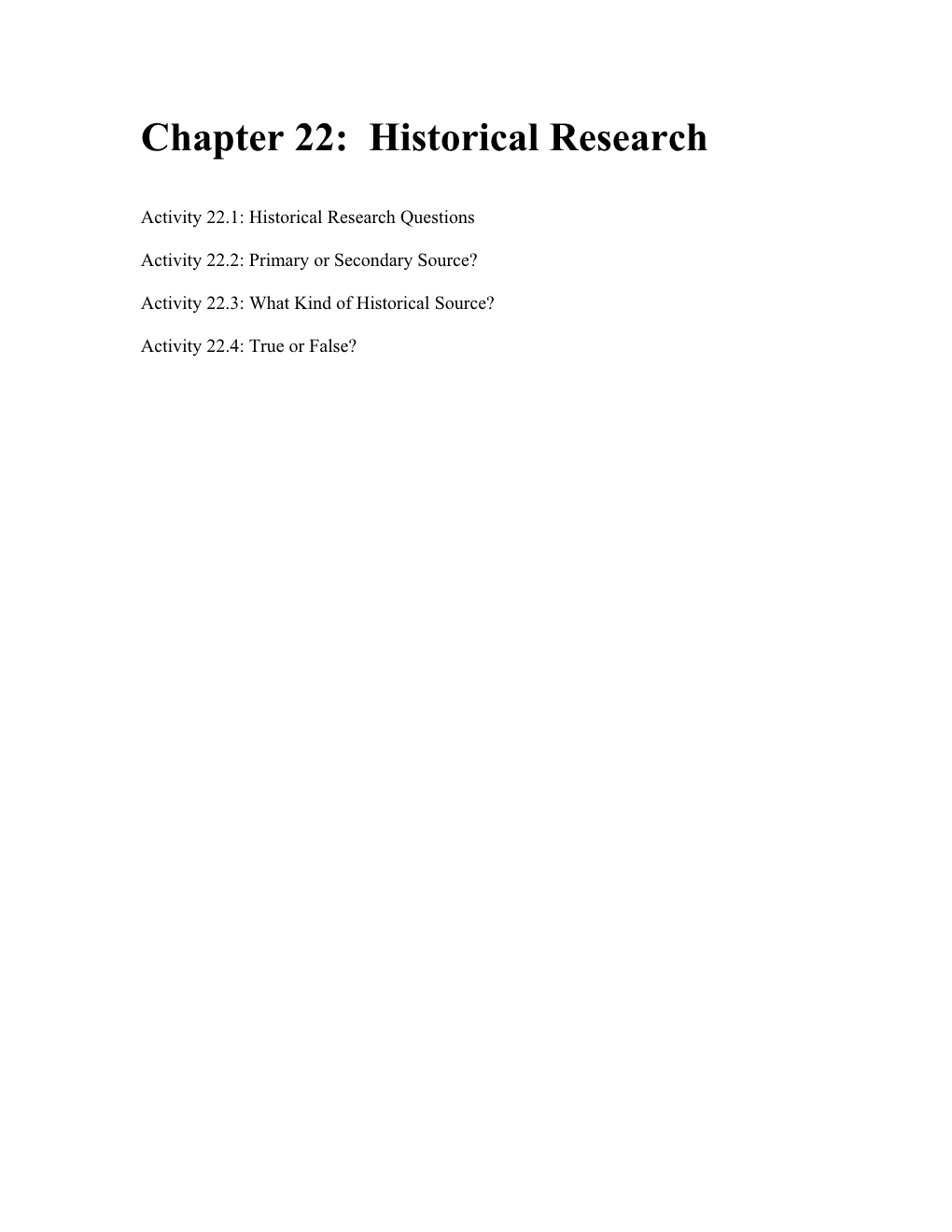 CHAPTER 22: Historical Research