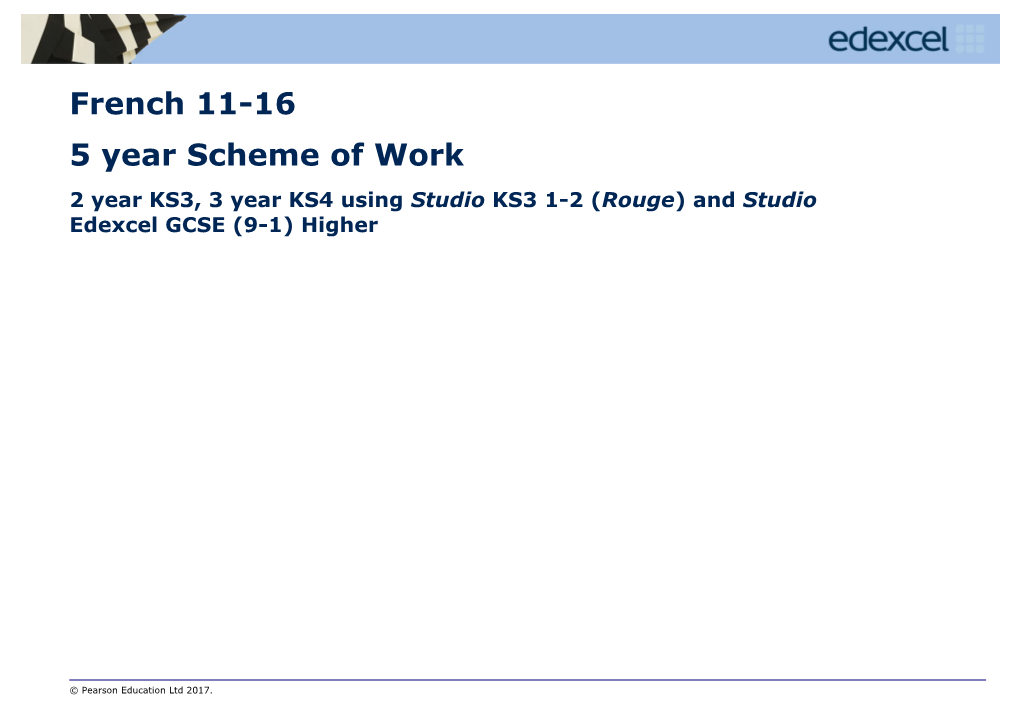 2 Year KS3, 3 Year KS4 Using Studio KS3 1-2 (Rouge) and Studio Edexcel GCSE (9-1) Higher