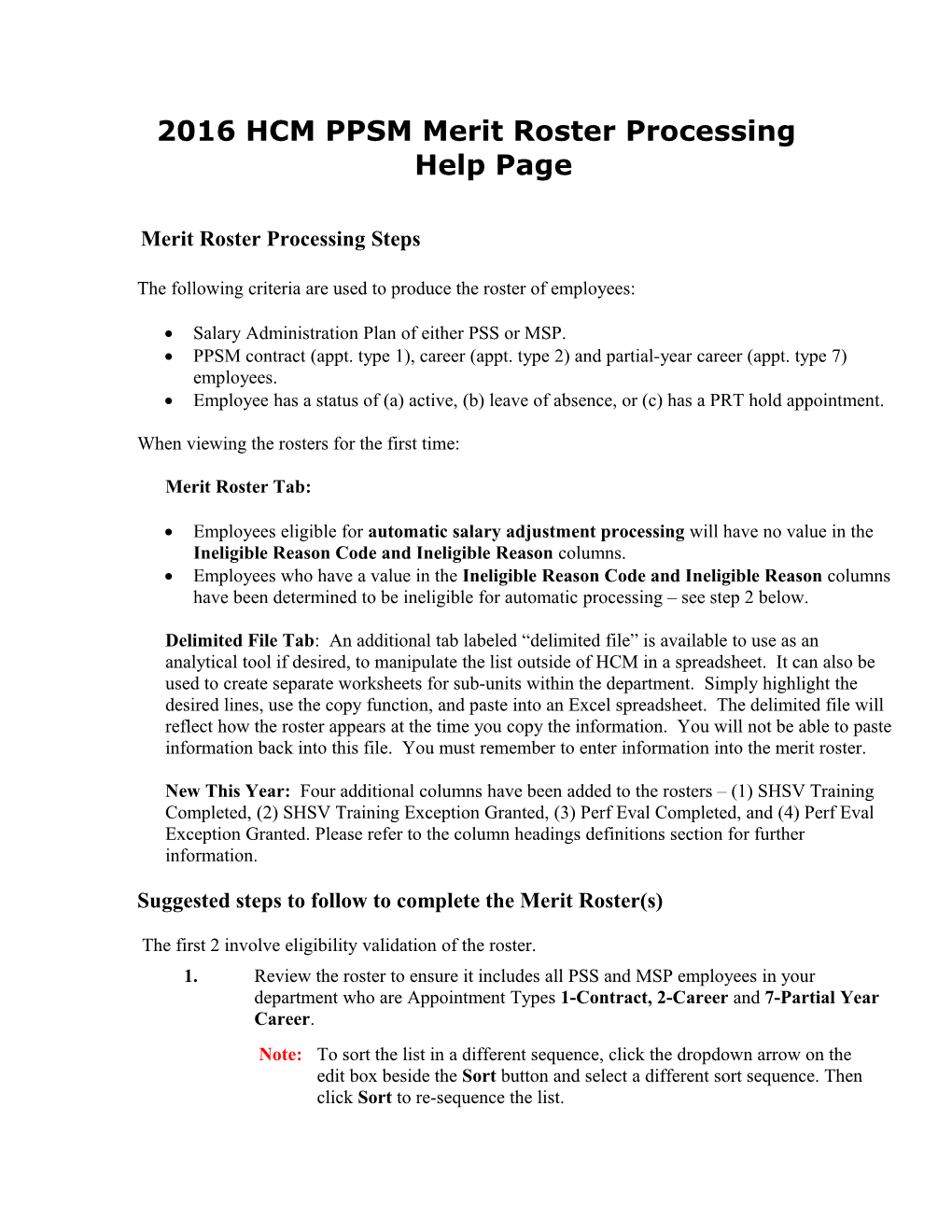2002 HRMS Merit Processing Help Page
