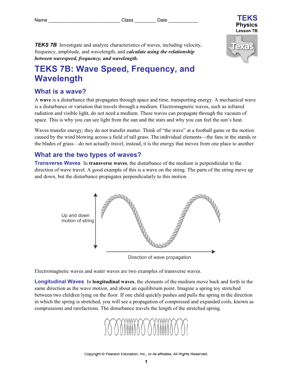 TEKS 7B: Wave Speed, Frequency, and Wavelength
