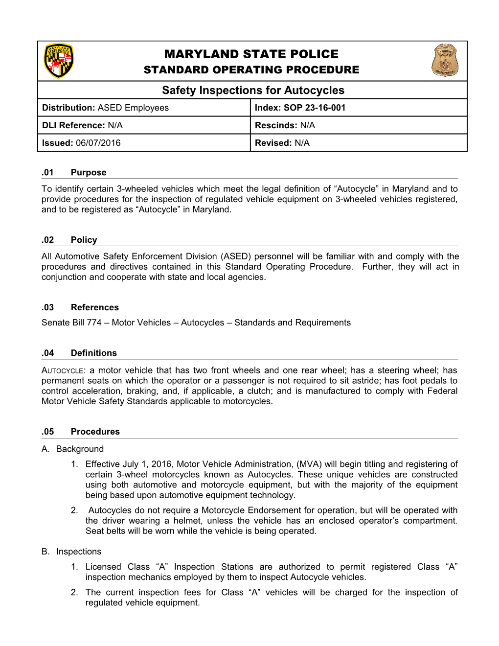 Autocycle Safety Inspections