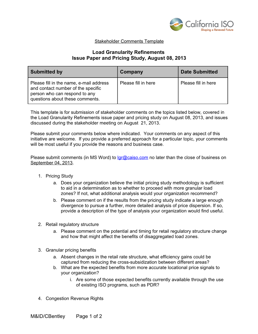 Load Granularity Refinements