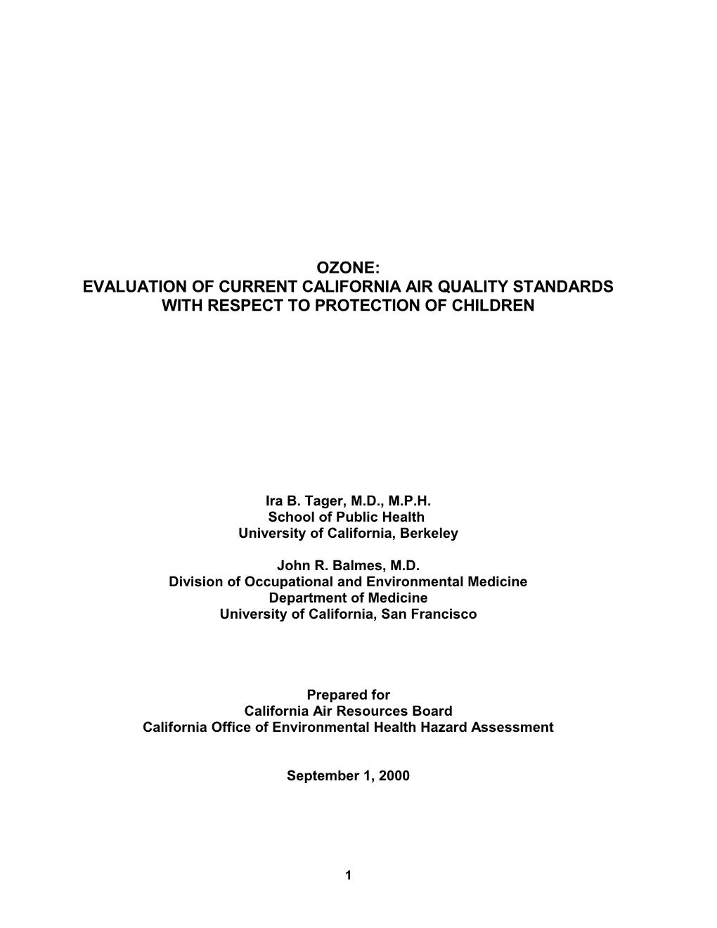 Evaluation of Current California Air Quality Standards with Respect to Protection of Children