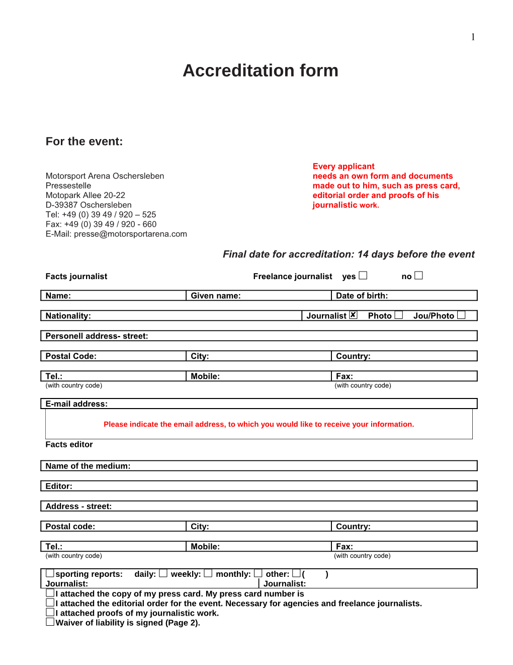 Accreditation Form