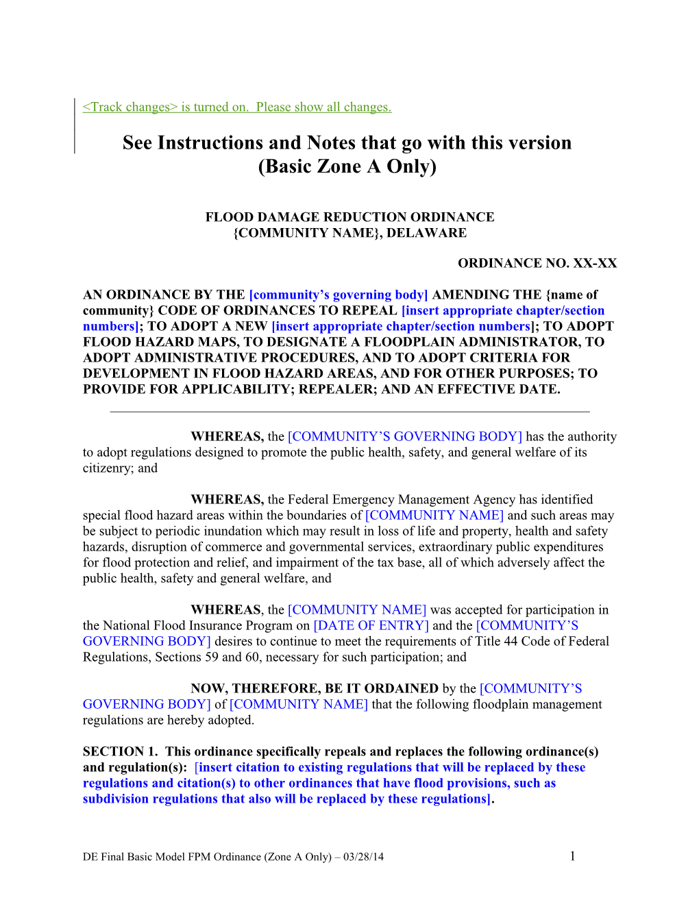 Flood Damage Reduction Ordinance