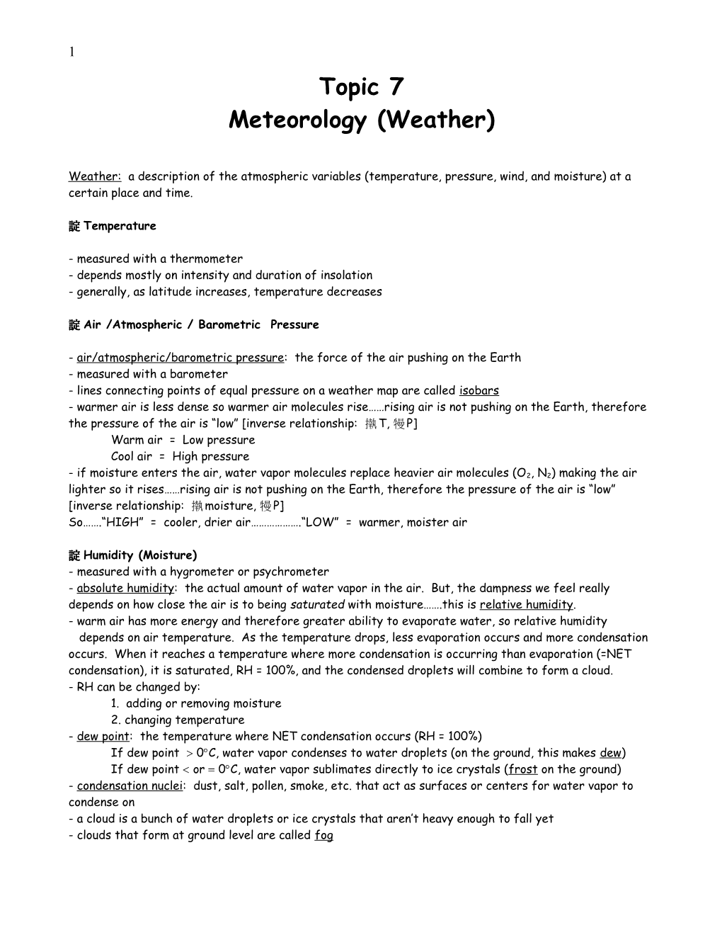 Meteorology (Weather)