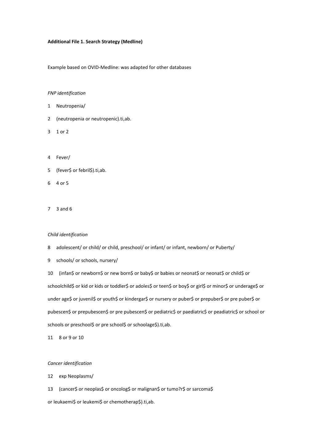 Additional File 1. Search Strategy (Medline)