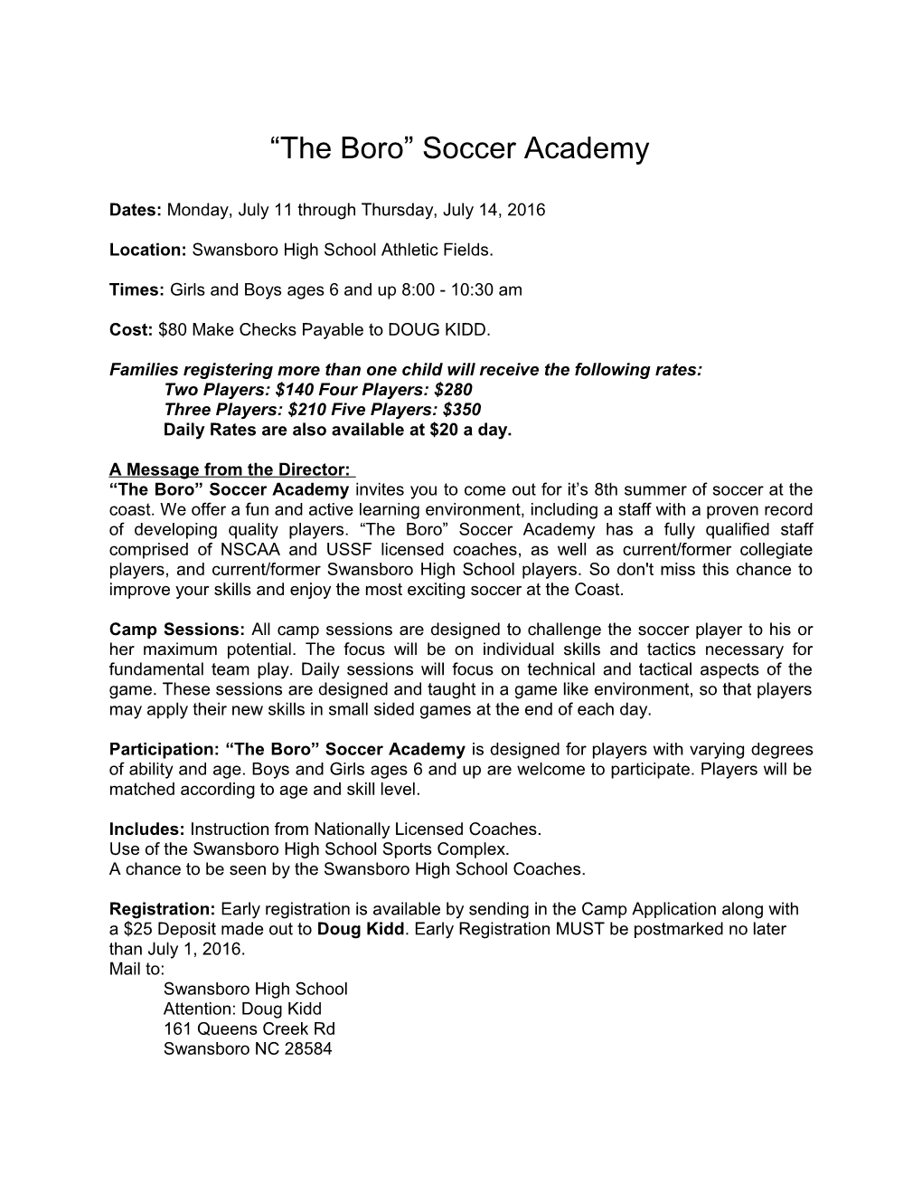 The Boro Soccer Academy