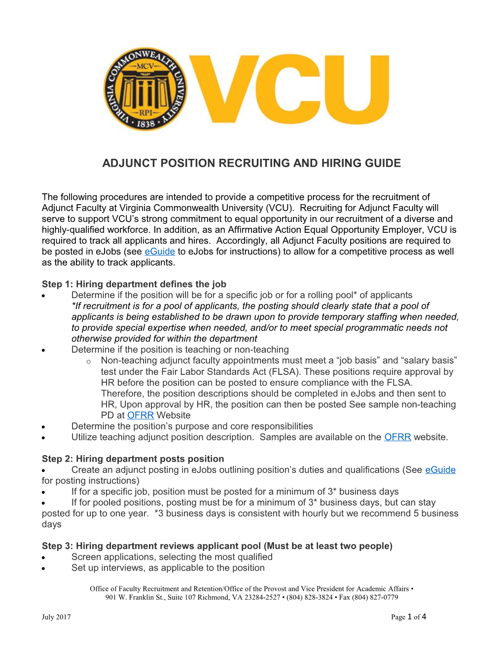 Adjunct Positionrecruiting and Hiring Guide