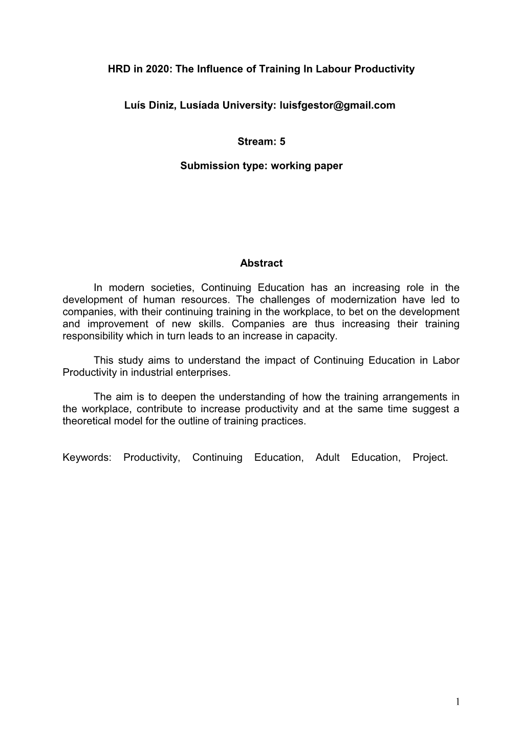 Impact of Training on Labor Productivity of Firms