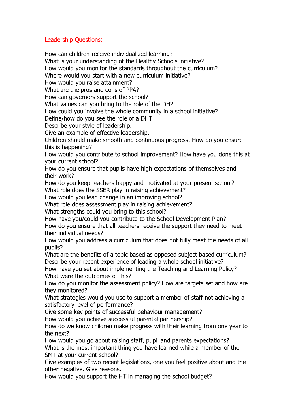 Dealing with Pupils How and When Would You Plan to First Meet the Pupils? What Would You