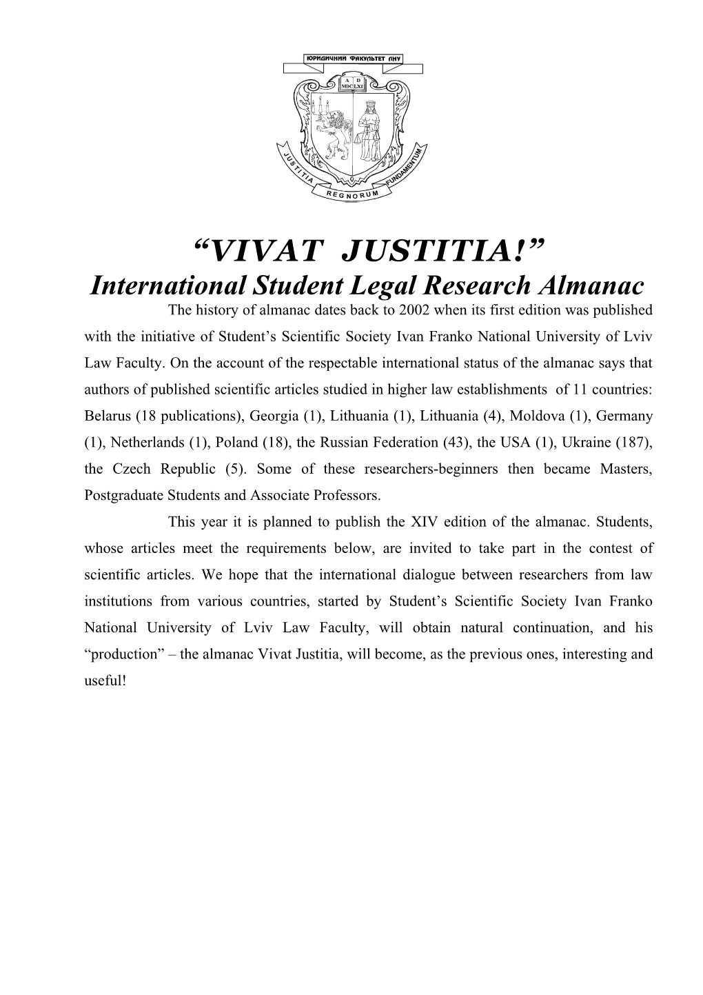 International Student Legal Research Almanac