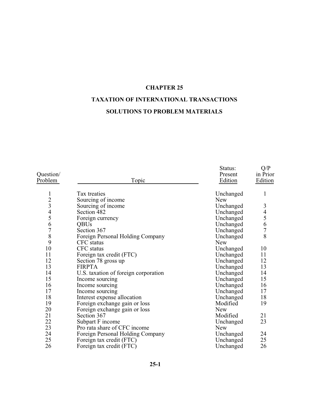 Taxation of International Transactions25-1