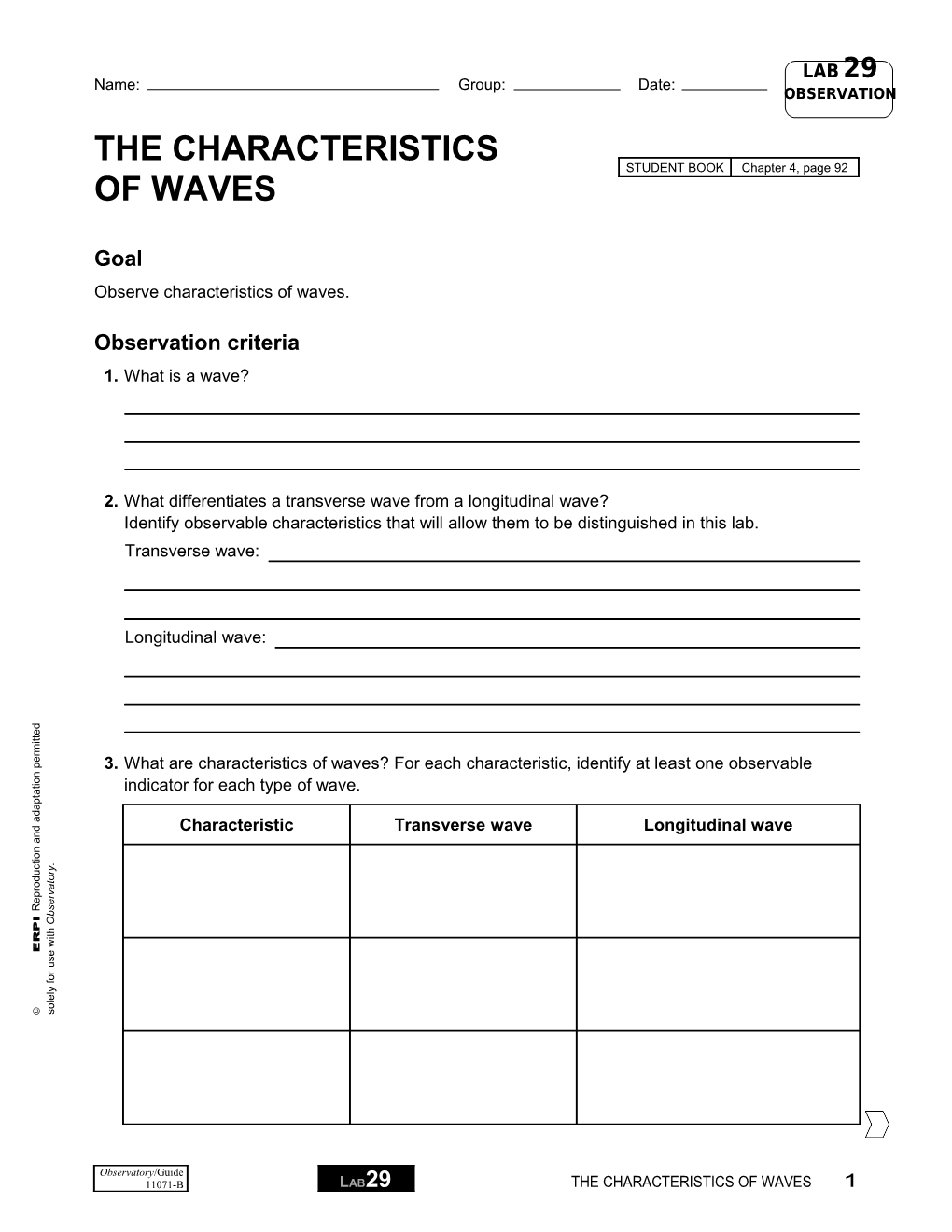 Observation Criteria